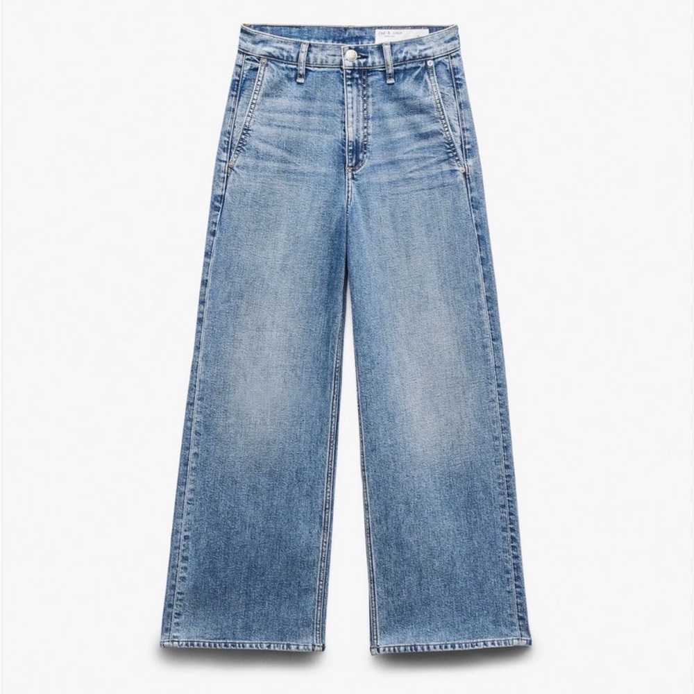 NWT $278 rag & bone Andi Ankle Wide-Leg Jeans Vintage Stretch in Orian - Size 30
